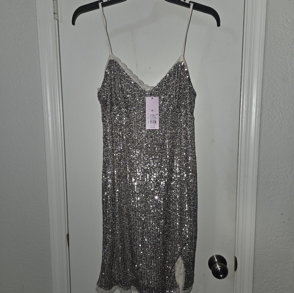 Wild Fable Silver Sequin Mini Dress